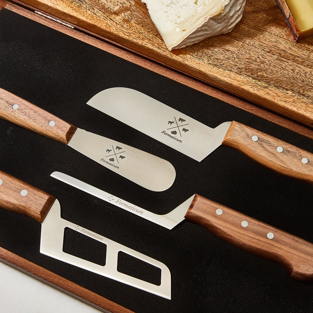Formaticum Professional 4 Knife Set Unique Cheese Knives for Cheese Board Knife Charcuterie Board Cheese Slicer Bulk Cheese Knives, Cheese Board